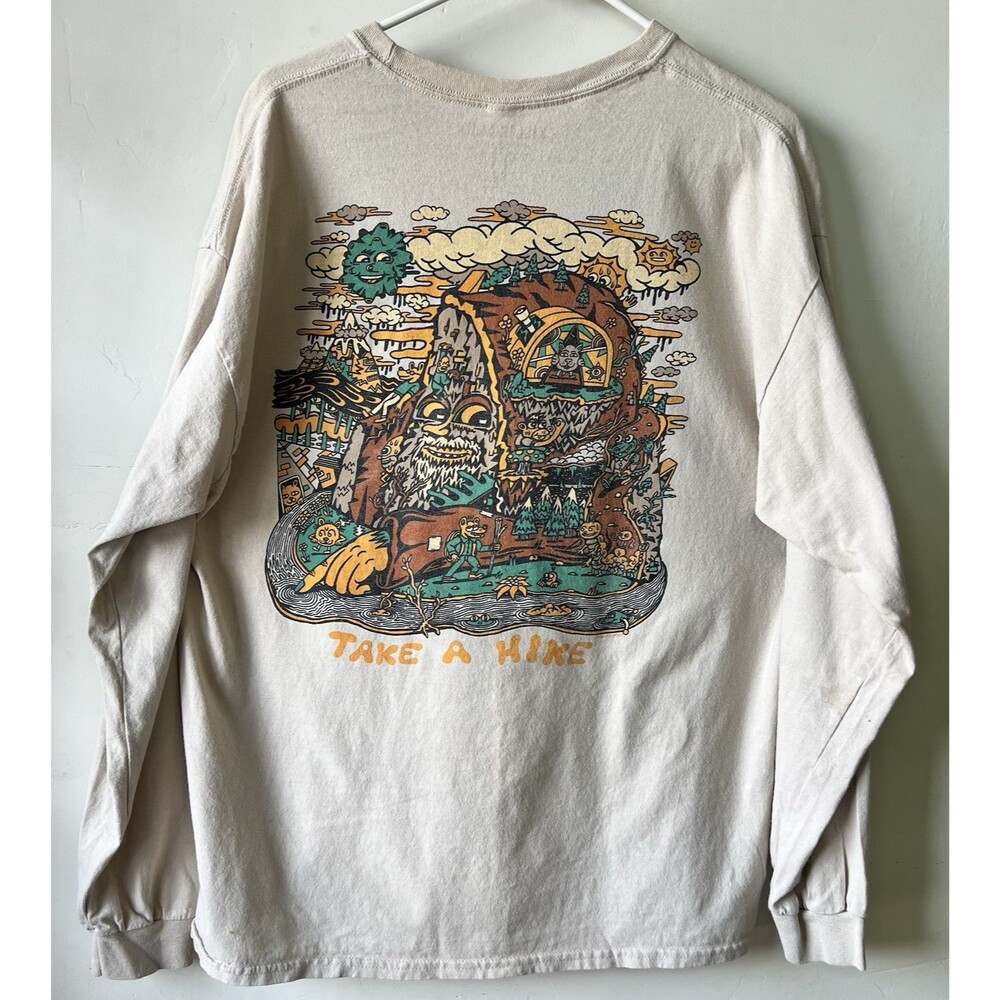 Killer Acid Limited Edition Take A Hike Bear Graphic Beige Long Sleeve Tee XL